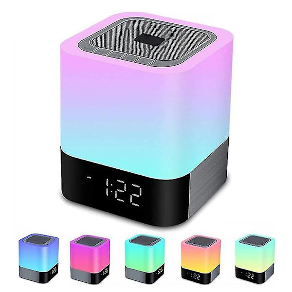 Led-värinen Bluetooth-kaiutin, kannettava USB-yövalo, herätyskello, taputusvalo, langaton ääni