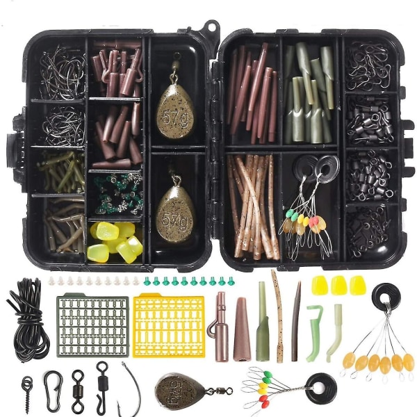 224/252pcs Fishing Tackle Kit Hooks Floats Fishing Swivels Carabiners Lead Slides Fishing Set With Tackle Box For Bass Trout Salmon Walleye Carp