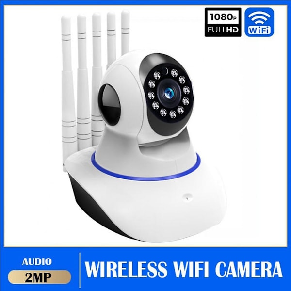 Smart Home Wifi HD IP-kamera trådløs 2MP Hjemmesikkerhedskamera Nat To-vejs lyd CCTV-kamera