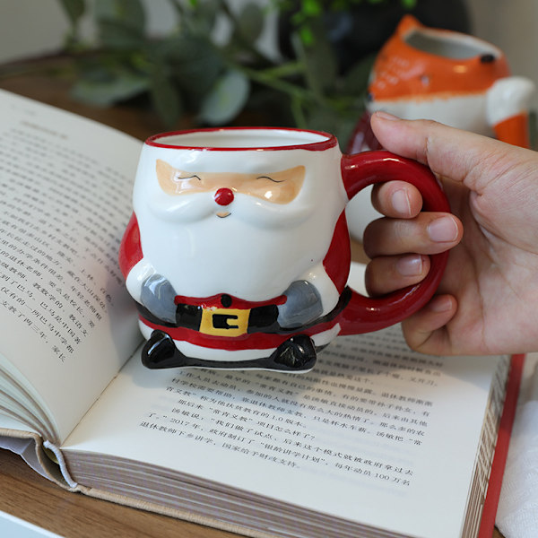 Ins Style Søt Julenissen Keramikkopp, Kreativ Gaveeske, Julekopp, Høytidsgave fox mug 301-400ml