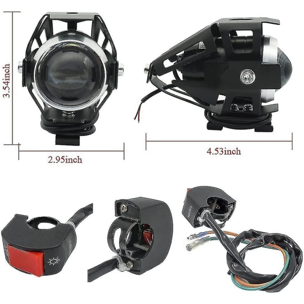 Motorcycle Headlight Additional Lights, U5 Motorcycle Front Headlights Fog Light Led Spotlight Motorcycle 125w 3000lm Additional Headlights With Switc