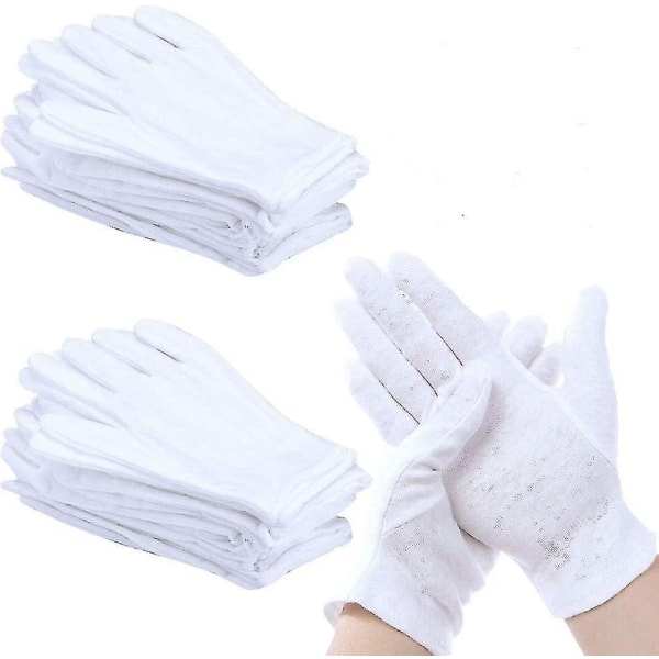 12 Pairs Of White Cotton Gloves For Inspecting Jewelry