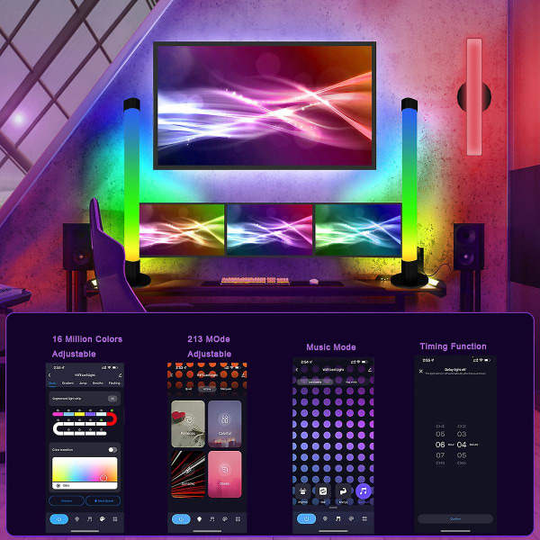 Wifi Smart Led Lys 12w Pickup Rytmelampe Rgb Atmosfærelys Stemmestyring Fargerike Lys