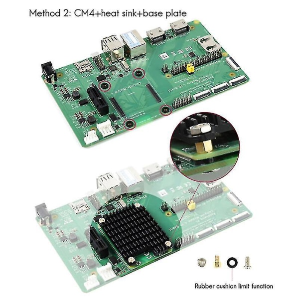 Raspberry Pi CM4 -jäähdytyslevy, jossa on varatut antennireiät