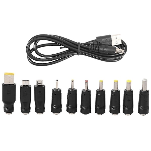 DC-strømkabel USB til 5,5x2,1 Multifunksjonell DC utskiftbar plugg