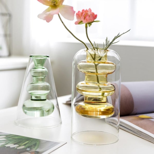 Glasvas för inomhus, nordisk stil, bordsdekoration, ljusgrön
