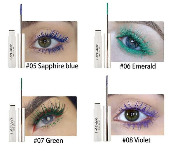 Färgad mascara, långvarig vattentät formula som är kladdfri och ger längd och volym för böjda fransar 06 Emerald