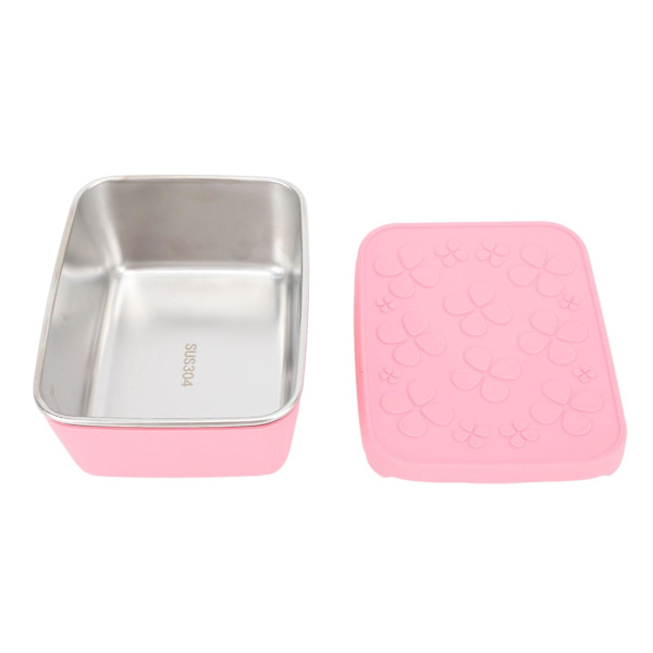 Rustfrit stål madkasse 550ml Lækagesikker Bento-beholder til børn og voksne Snacks Frugter Grøntsager Pink