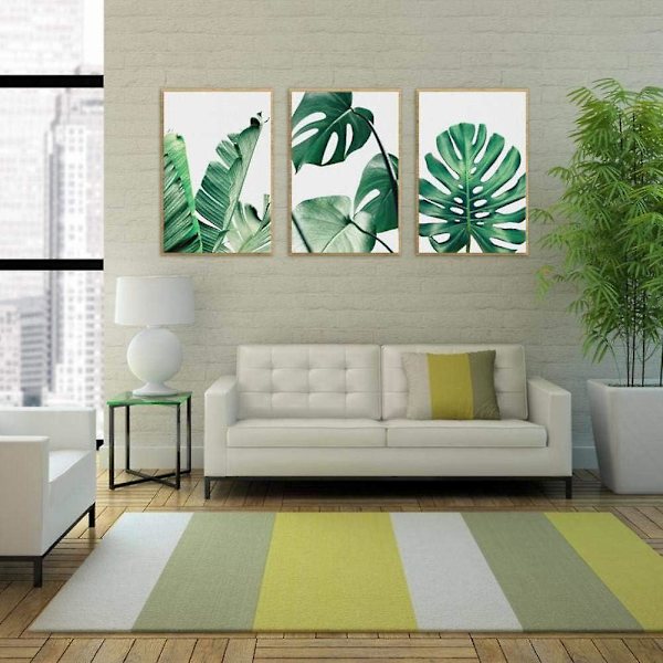 Väggkonst för vardagsrum, bananblad Monstera botaniska tryck väggkonst dekoration modern minimalistisk vattenfärg set för sovrumsdekoration affischer (utan ram)