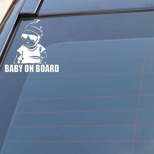 (sort)Finest Sticker Baby om Bord med til bil, UV-resistent, 15x 14.5cm