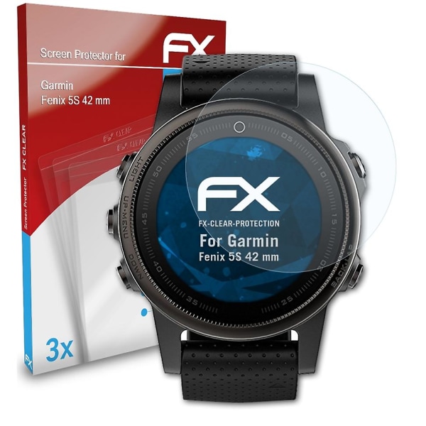 atFoliX 3x beskyttelsesfolie kompatibel med Garmin Fenix ​​5S 42 mm Displaybeskyttelsesfolie klar