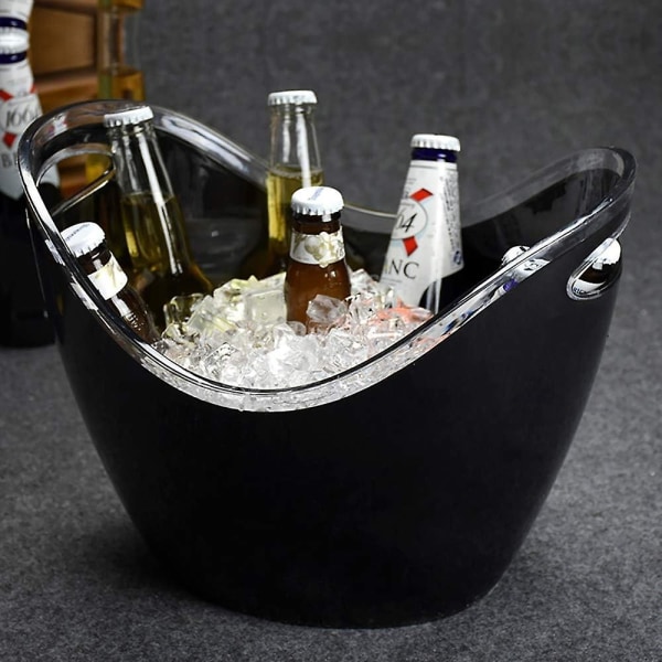 Isbøtte 3,5 l i sort plast Ideell for flasker vin, champagne eller øl