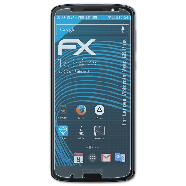 atFoliX 3x beskyttelsesfolie kompatibel med Lenovo Motorola Moto G6 Plus Klar skjermbeskyttelse