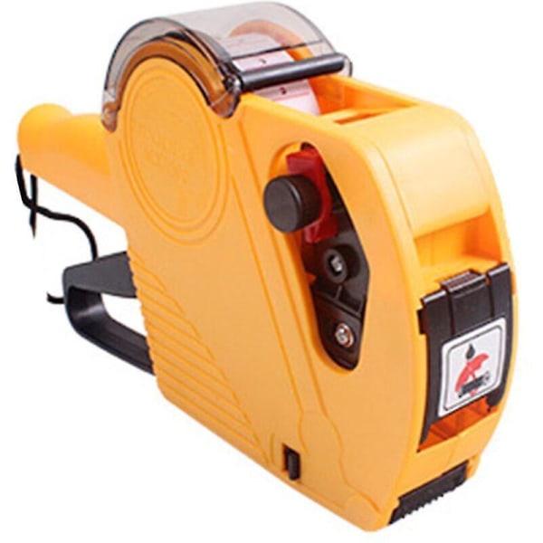 Mx-5500eos 8-cifret prismærkemaskine, mærknings- og prismaskine med etiketrulle og blækrulle til kontor, butik og dagligvarer, gul - gul