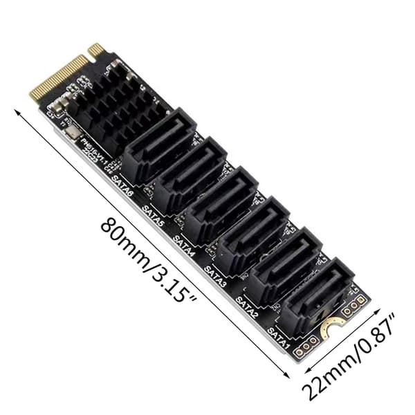 M2 M-key Pcie 3.0 til Sata Adapterkort 6 Port Sata Controller Udvidelseskort