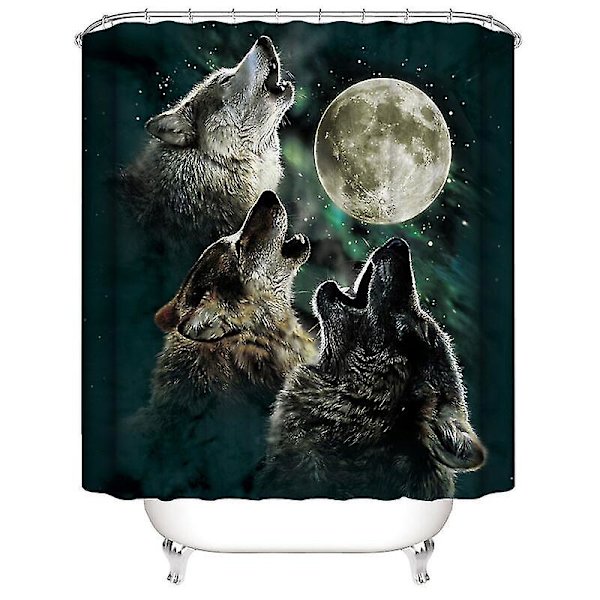 Animals Bruseforhæng 150180cm, Wolf Pack Bruseforhæng Vandtæt Polyester Bruseforhæng Med 12 Kroge Til Juledekoration, Badeforhæng