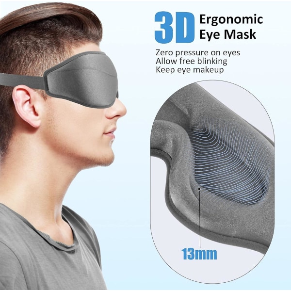 3D Sömnmask för Kvinnor (Grå), Sömnmask Rosa Sömnmask, Mjuk Andningsbar Nolltrycks Sömnförband