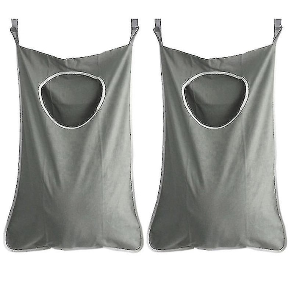 2 stk Dør hængende taske Oxford stof vasketøj hæm taske Opbevaringsorganisator til skab Dorm Soveværelse Badeværelse (mørkegrå)