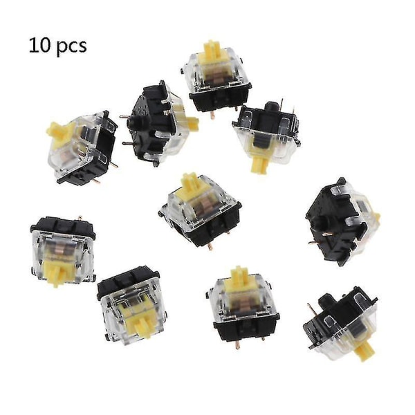 10 stk./pakke Mekanisk tastatur Gateron Mx 3 Pin Gul Switch Transparent Kabinet Til Tastatur Cherry Mx Kompatibel