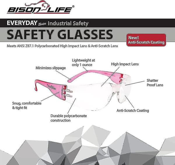 6 st skyddsglasögon, transparent/rosa