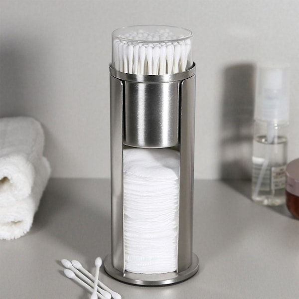 Rund bomuldsvatpind opbevaringsboks rustfrit stål makeup organizer bomuldspuder