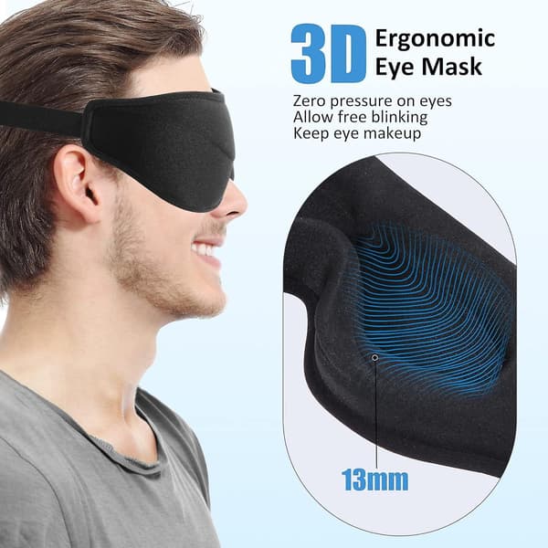 3D Søvnmaske for Kvinner (Svart), Søvnmaske Rosa Søvnmaske, Myk Pustende Null Trykk Søvnmaske