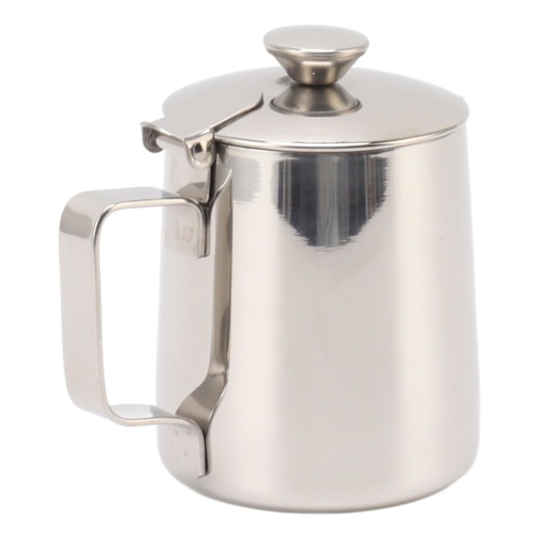 350 ml melkeskummer i rustfritt stål med lokk - perfekt for cappuccino og kaffeskum