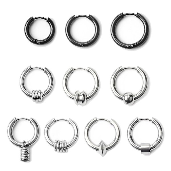 10 st/set Hypoallergena broskpiercing örhängen Tragus örhängen i rostfritt stål