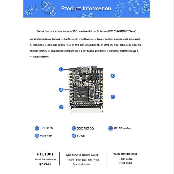 For Nano kehityskortti 5 tuuman resistiivisellä näytöllä Flash Linux 16m Flash -versio Iot Inte