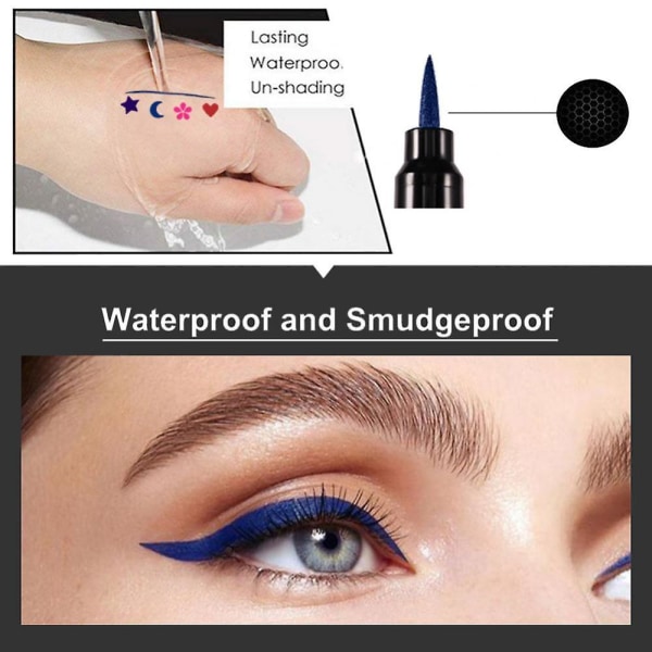 4-pack Färgförseglad Eyeliner Set Dubbelsidig Vattentät Smudge-fri Eyeliner Söt Stämpel
