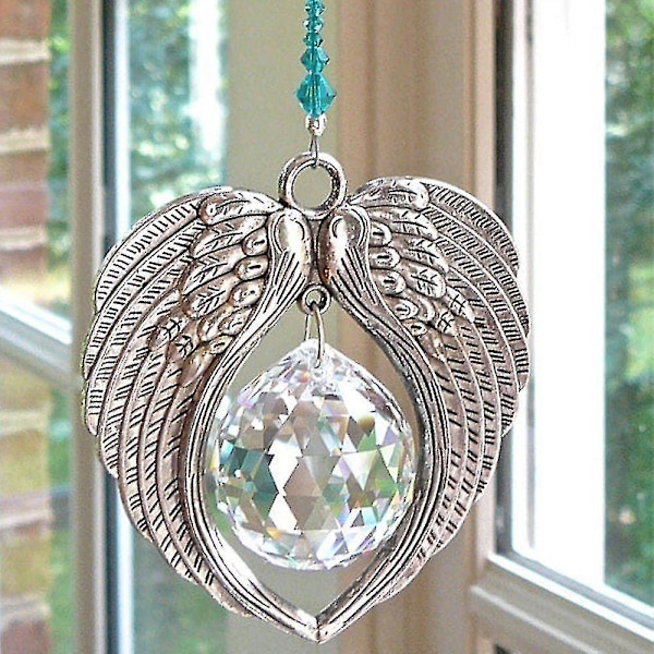 Krystall anheng engelvinger solfanger ornament - regnbuemaker for vinduer
