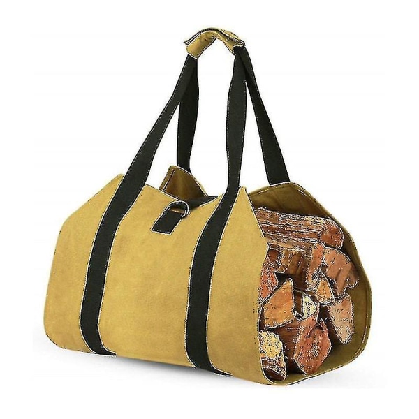 Firewood Carrier Bag ,canvas Waxed Large Firewood Log Tote Carrying Indoor Bag Firewood Storage Tote Fire Place Log Holders Outdoor Fire Wood C