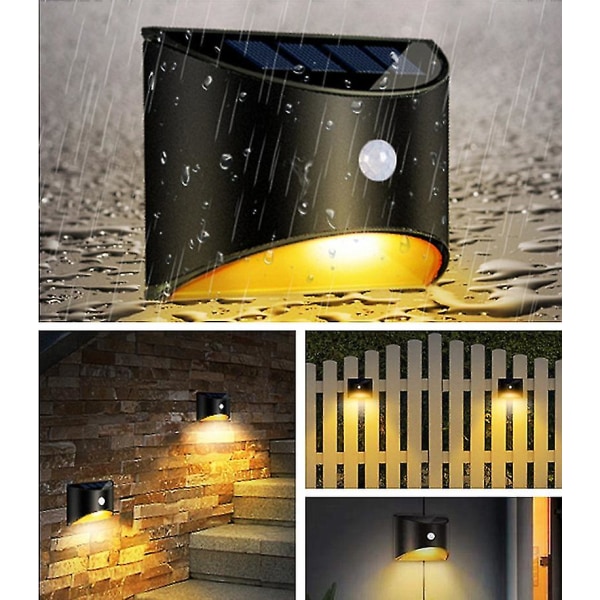 Solar Lights Outdoor Metal Warm Deck Staket Stolpe Step Light Vattentät Modern Led Upplyst För Hus Trädgård Vägglampa