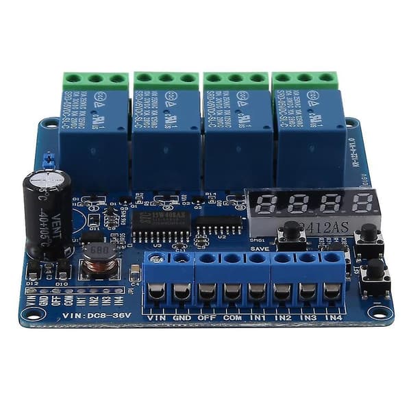 Dc 8v-36v 4-kanals Multifunktionsrelæmodulplade med Optocoupler Selvspærrende Timing Relæ