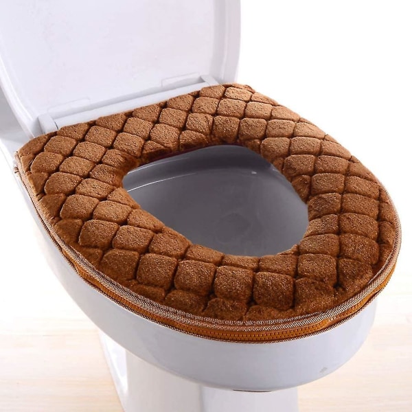 Toiletsædebetræk, vaskbart blødt varmt badeværelse pudebrun