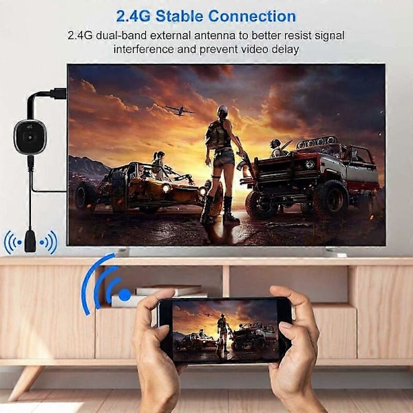 WiFi Display Dongle, Trådlös HDMI Dongle 4K, Trådlös HDMI Display Adapter WiFi Receiver Dongle 4K Streaming för Android/Windows/TV, Stödjer Airplay/