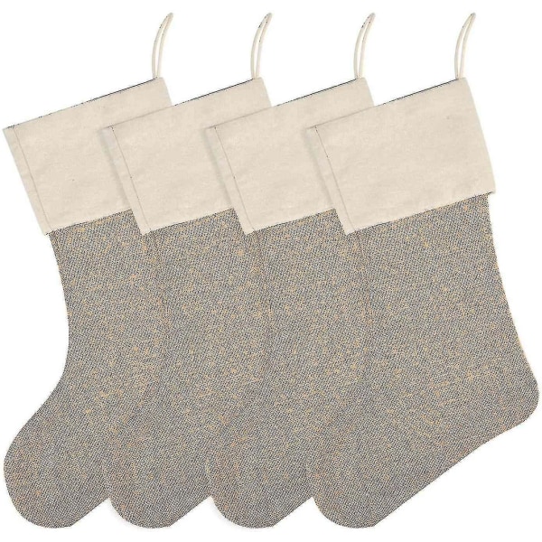 4 stycken julklappsstrumpor i säckväv för öppen spis, DIY