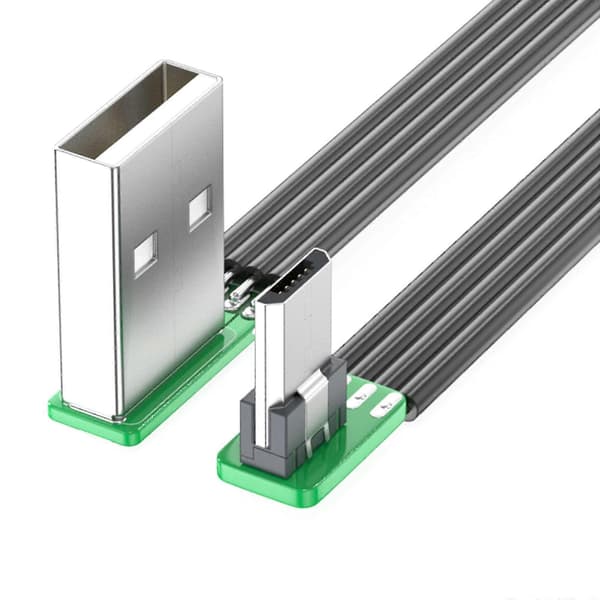 90 graders USB 2.0 til Micro USB vinkelkabel - Hurtig opladning og dataoverførsel til smartphones og tablets 5cm usb left