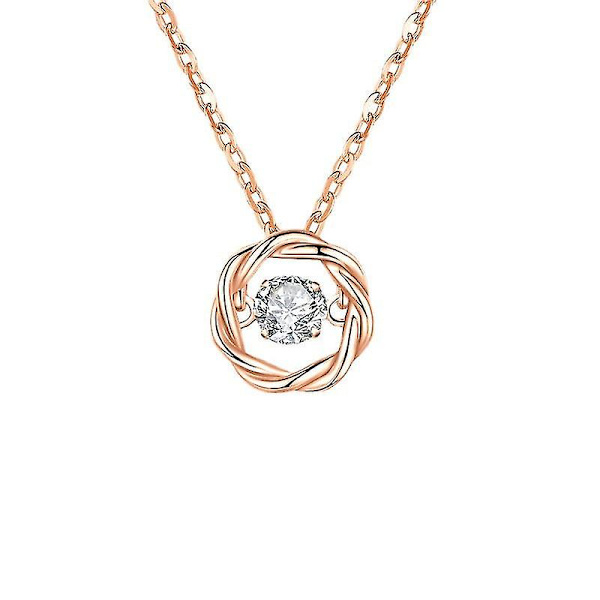 Damhalsband Kedja Choker Hänge Smycken Flickor Present Ring S925 Sterling Silver Utsökt Mode rose gold
