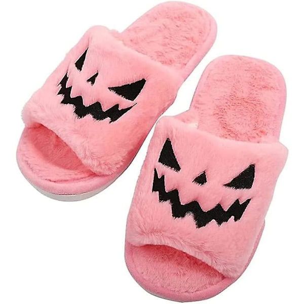 Halloween Spooky Slides/halloween Pumpkin Slippers Soft Plush Cozy Open Toe Women Indoor Outdoor Fuzzy Slippers Unisex pink eur40