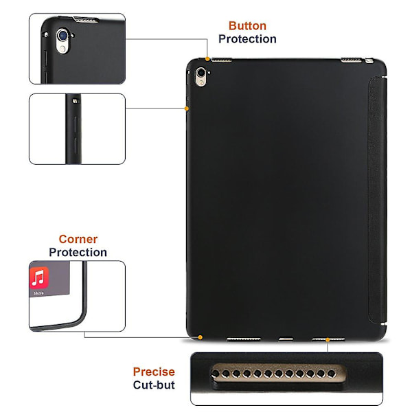 Magneettinen nahkainen kolmiosa Smart Cover Tpu takakotelolla 2017 Apple Ipad 9.7\"