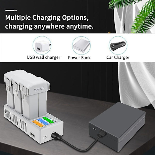 Snabbladdningshubb för Mini 3 Pro/mini 3-batteri USB-laddare med LCD-skärm