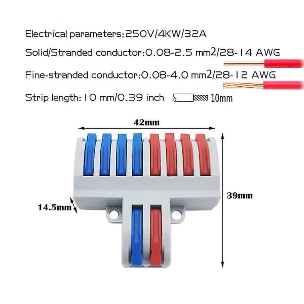 Kopplingsterminaler, spl-82 6 st Elektriska Kopplingar, hävstångs-mutter Trådkopplingar, kompakt (2 in 8 ut)