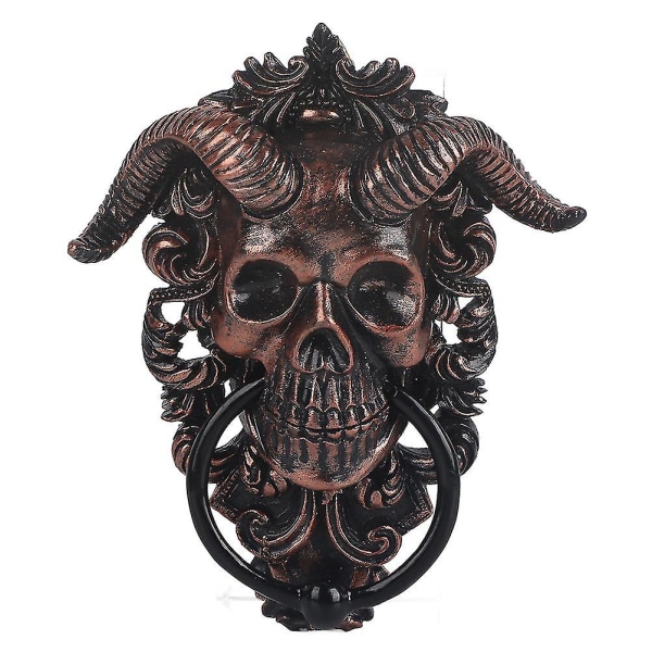 1 st gotisk stil Horned God Skull Hängande Dörr Knocker - Hängande Dörr Ornament Får Dekor Vägg Harts Handtag Skull Myste