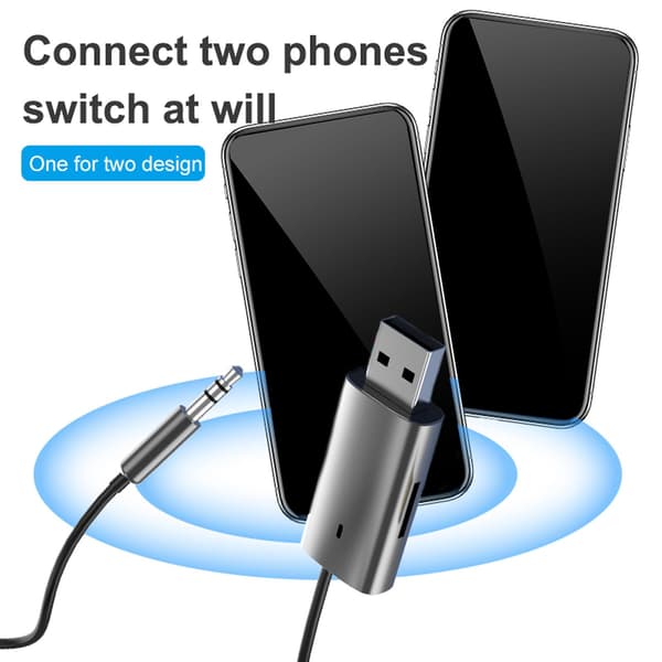 Bluetooth-kompatibel 5.1-adapter 3,5 mm lydmottaker-sender 2-i-1-adapter