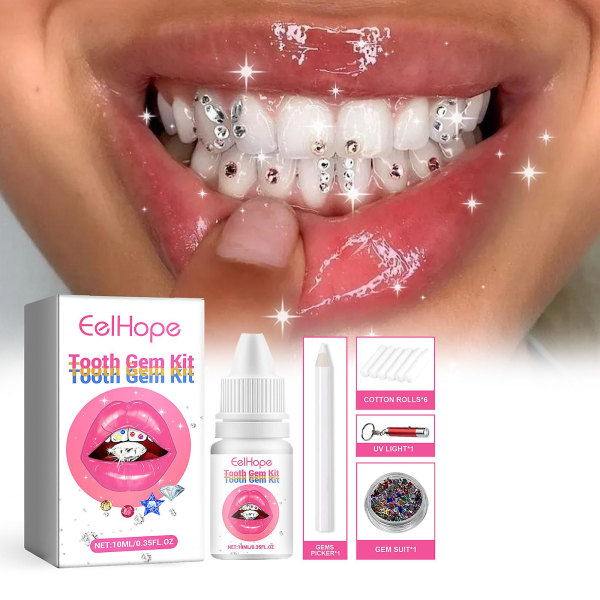 Tooth Gems Kit, DIY Tand Smycken Kit Avtagbara tandprydnader Konstgjorda fashionabla kristalltandprydnader för reflekterande tanddekoration