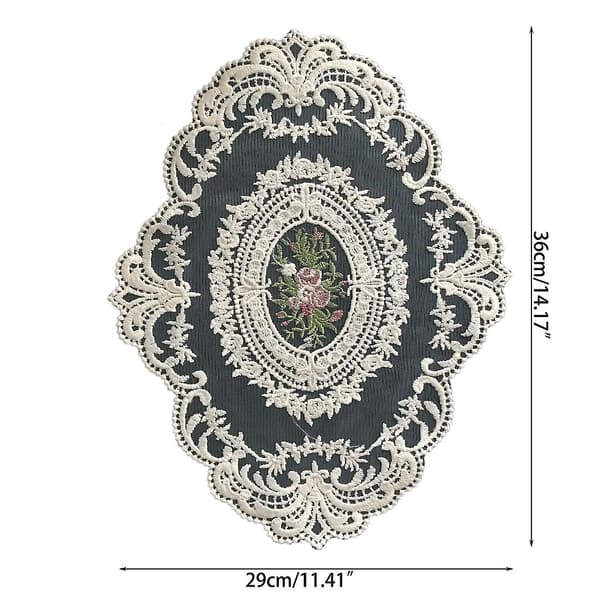 Retro Oval Lace Table Cloth Placemat Home Bedroom Study Room Dustproof