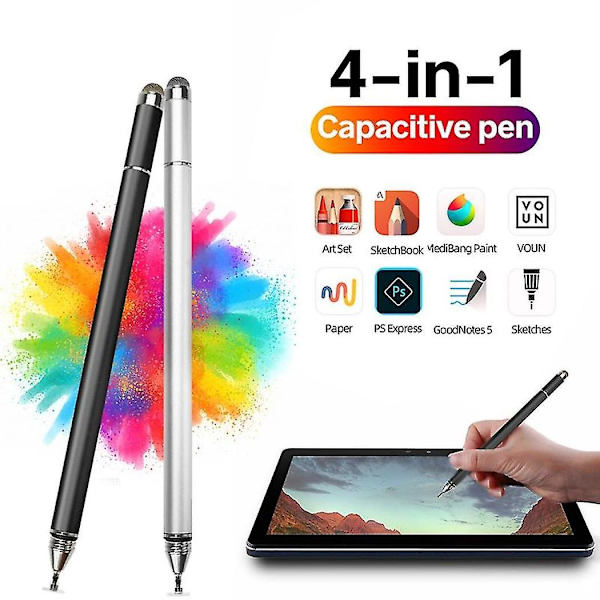 4-i-1 Styluspenn for Tablet Kontaktpenn for Kapasitiv Skjerm Tegneblyant for Bærbar PC (rosa)