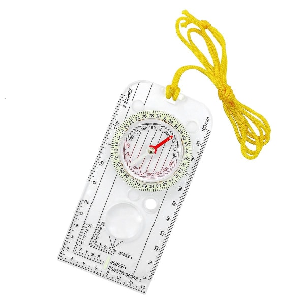 Navigasjonskompass, bærbart gåorienteringskompass, justerbart deklinasjonskompass for ekspedisjonskartlesing