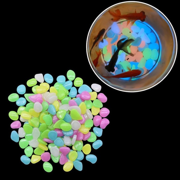 100 stk Glow In The Dark-stein, selvlysende steiner for hage, akvarium, dekor